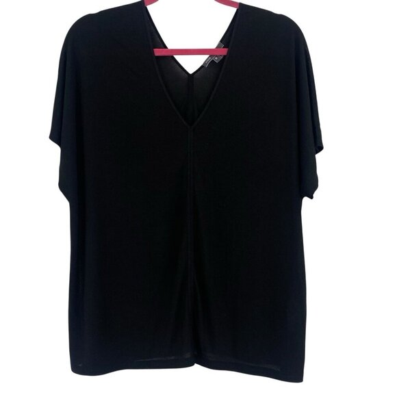 Vince Women’s Size M Black Dolman Sleeve V-Neck Blouse Rayon Knit Lightweight - Picture 1 of 7